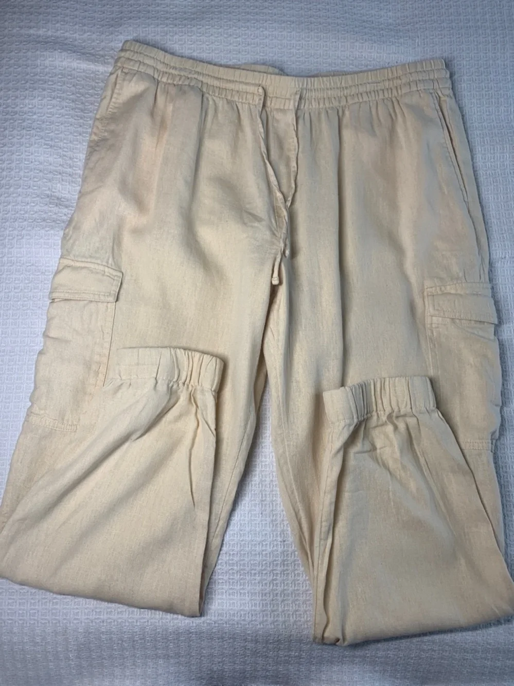 Banana Republic linen blend butter yellow cargo joggers size large